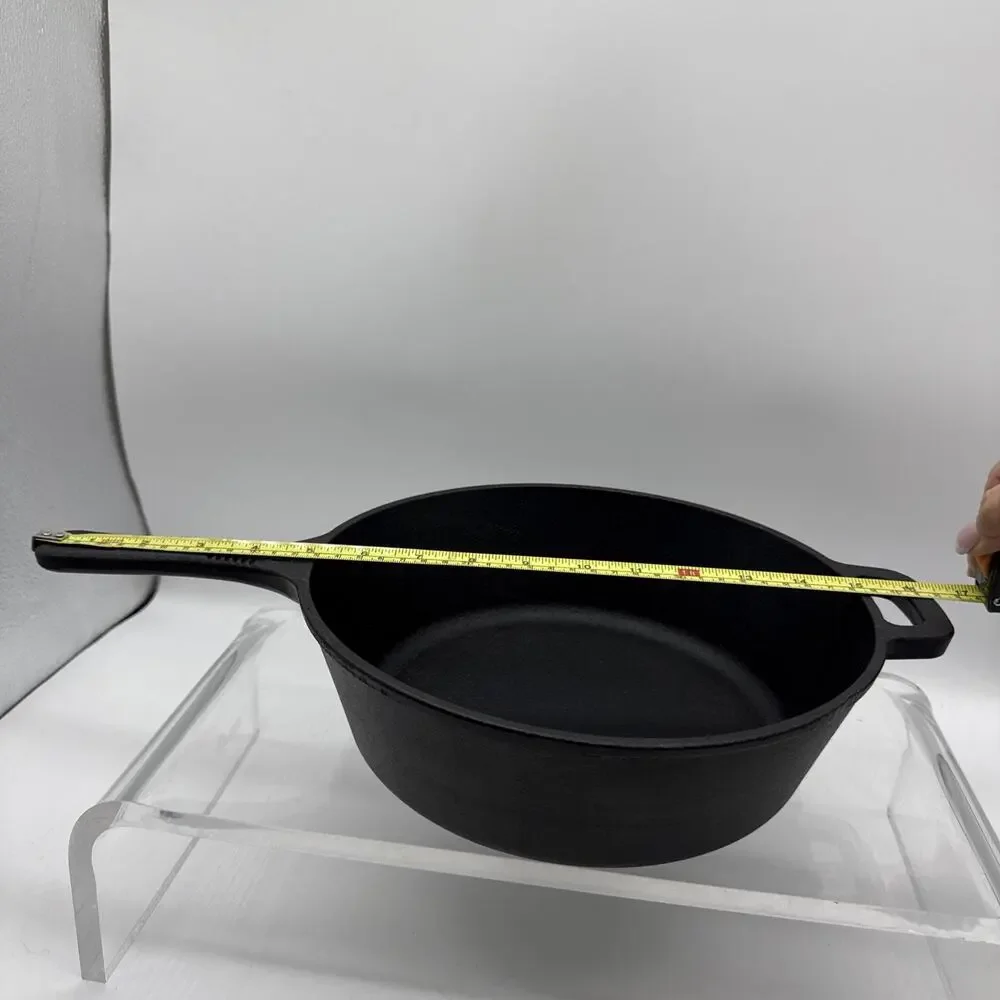 Bruntmor 10” Black Cast Iron 3.25” Deep Round Fry Pan 2 Handles, Silicone Cover